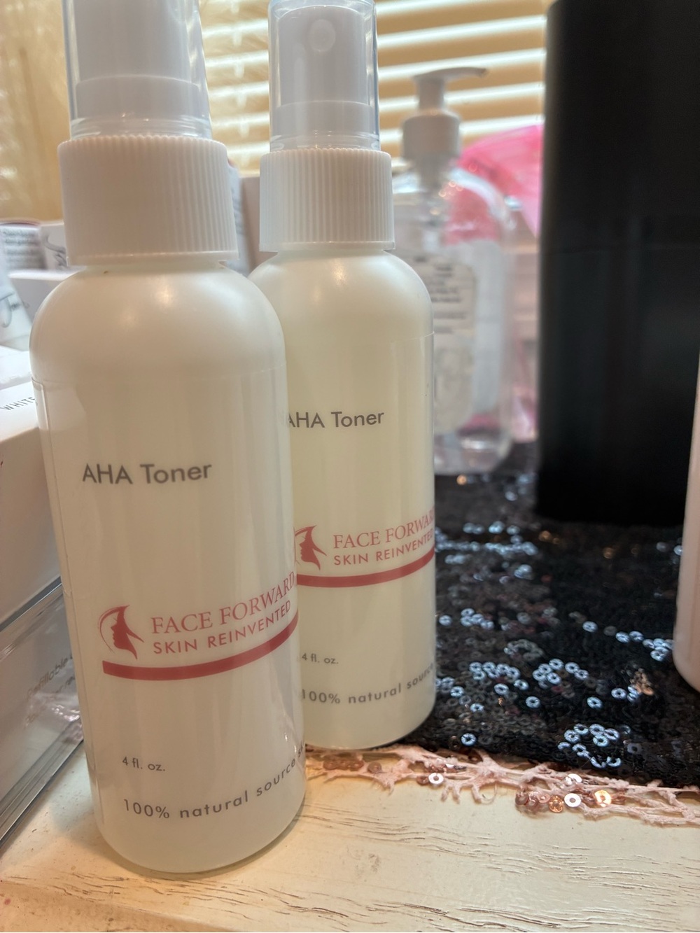 Private Label White Bottle Toner with Pink Accent